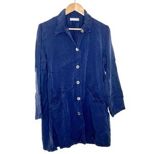Bryn Walker Button Up Tunic Top Blue Womens Small Long Sleeve Lagenlook